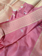 Mauve Shade High Percentage Zari Weaving Handwoven Kataan Silk Saree