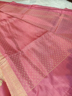 Mauve Shade High Percentage Zari Weaving Handwoven Kataan Silk Saree