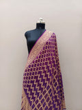 Deep Purple Shade Handwoven Khaddi Chiffon Rai Dana Bandhani Dupatta