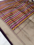 Deep Purple Shade Handwoven Kataan Silk Rangkaat Banarasi