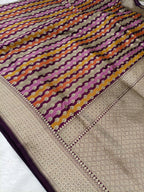 Deep Purple Shade Handwoven Kataan Silk Rangkaat Banarasi