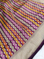 Deep Purple Shade Handwoven Kataan Silk Rangkaat Banarasi