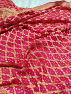Rani Pink Shade Handwoven Khaddi Chiffon Rai Dana Bandhani Dupatta