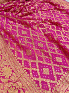 Pink Shade Handwoven Khaddi Chiffon Rai Dana Bandhani Dupatta