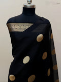 Black Shade Handwoven Water Zari Reshmi Kora Silk Saree
