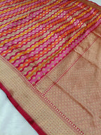 Bridal Rani Pink Shade Handwoven Kataan Silk Rangkaat Banarasi