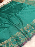 Sea Green Shade Paper Silk Pashmina Border & Anchal Banarasi