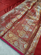 Red Shade Paper Silk Border & Anchal Banarasi