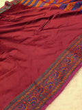 Bridal Red Shade Paper Silk Pashmina Border & Anchal Banarasi