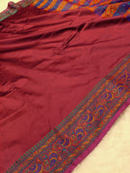Bridal Red Shade Paper Silk Pashmina Border & Anchal Banarasi