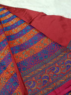 Bridal Red Shade Paper Silk Pashmina Border & Anchal Banarasi