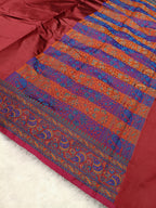 Bridal Red Shade Paper Silk Pashmina Border & Anchal Banarasi