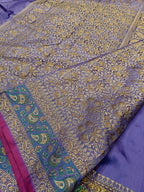 Lavender Purple Shade Paper Silk Pashmina Border & Anchal Banarasi