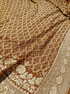 Antique Brown Shade Handwoven Khaddi Chiffon Rai Dana Bandhani