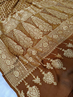 Antique Brown Shade Handwoven Khaddi Chiffon Rai Dana Bandhani