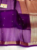 Deep Purple Shade Handwoven Pure Reshmi Kora Organza Silk