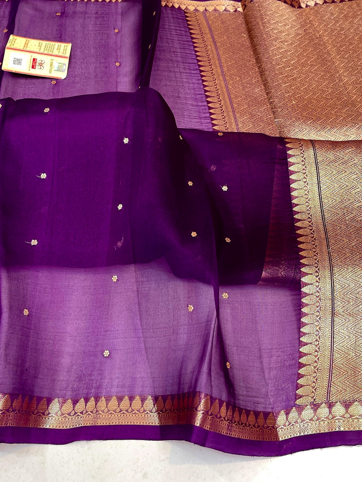 Deep Purple Shade Handwoven Pure Reshmi Kora Organza Silk