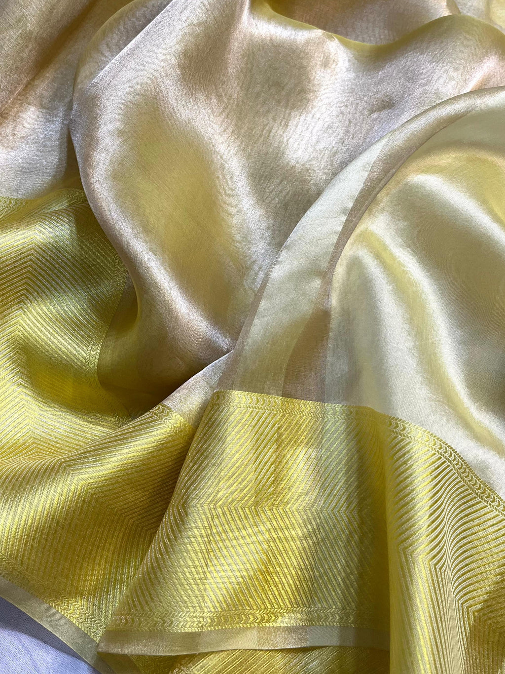 Molten Gold Shade Handwoven Reshmi Tissue Silk