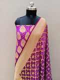 Traditional Purple Shade Handwoven Khaddi Chiffon Georgette Rai Dana Bandhani Suit Set