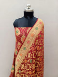 Bridal Red Shade Handwoven Khaddi Chiffon Georgette Rai Dana Bandhani Suit Set