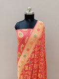 Peach Pink Shade Handwoven Khaddi Chiffon Georgette Rai Dana Bandhani Suit Set