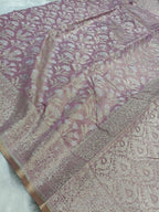 Soft Mauve Shade Handwoven Kataan Ektara Muslin Tissue Jamdani