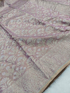 Soft Mauve Shade Handwoven Kataan Ektara Muslin Tissue Jamdani