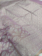 Soft Mauve Shade Handwoven Kataan Ektara Muslin Tissue Jamdani