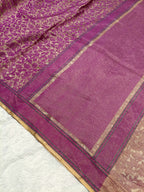 Molten Gold with Purple Shade Handwoven Kataan Ektara Tissue Jamdani Banarasi