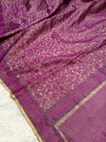 Molten Gold with Purple Shade Handwoven Kataan Ektara Tissue Jamdani Banarasi