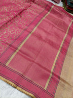 Molten Gold with Rani Pink Shade Handwoven Kataan Ektara Tissue Jamdani Banarasi
