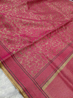 Molten Gold with Rani Pink Shade Handwoven Kataan Ektara Tissue Jamdani Banarasi