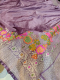 Lavender Shade Handwoven Tilfi Kataan Mashru Silk Saree