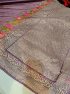 Lavender Shade Handwoven Tilfi Kataan Mashru Silk Saree