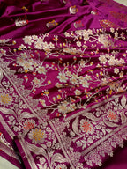 Purple Shade Handwoven Tilfi Kataan Mashru Silk Saree