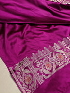 Purple Shade Handwoven Tilfi Kataan Mashru Silk Saree