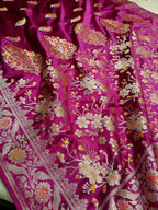 Purple Shade Handwoven Tilfi Kataan Mashru Silk Saree