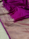 Deep Purple Shade Handwoven Kataan Mashru Silk Saree