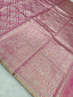 Strawberry Pink Shade Handwoven Kataan Ektara Muslin Tissue Jamdani