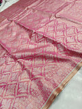 Strawberry Pink Shade Handwoven Kataan Ektara Muslin Tissue Jamdani