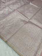 Soft Mauve Shade Handwoven Kataan Ektara Muslin Tissue Jamdani