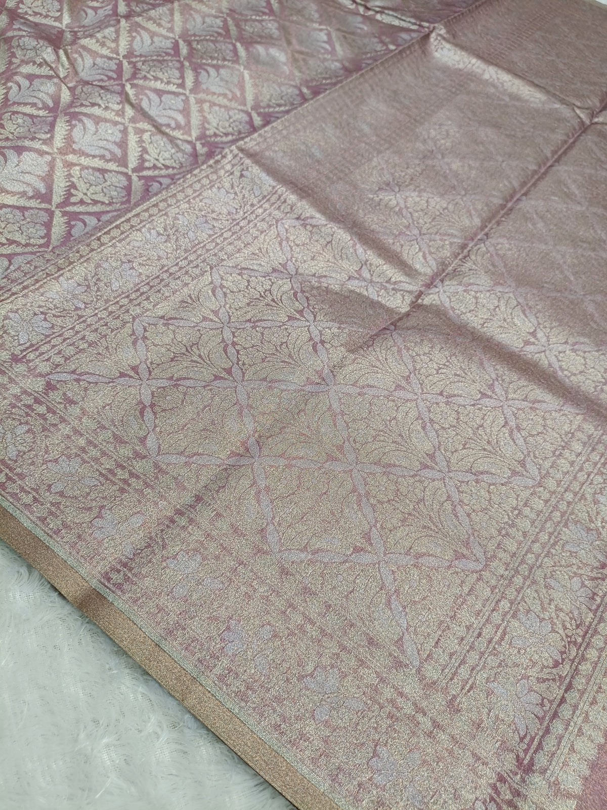 Soft Mauve Shade Handwoven Kataan Ektara Muslin Tissue Jamdani