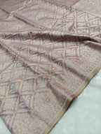 Soft Mauve Shade Handwoven Kataan Ektara Muslin Tissue Jamdani