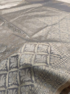 Ash Grey Shade Handwoven Kataan Ektara Muslin Tissue Jamdani