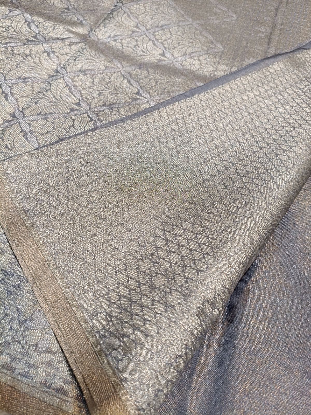 Ash Grey Shade Handwoven Kataan Ektara Muslin Tissue Jamdani