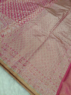 Strawberry Pink Shade Handwoven Kataan Ektara Muslin Tissue Jamdani