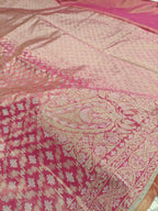Strawberry Pink Shade Handwoven Kataan Ektara Muslin Tissue Jamdani