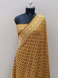 Antique Brown Shade Handwoven Khaddi Chiffon Rai Dana Bandhani