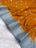 Mustard with Grey Shade Pure Chiffon Georgette Booti