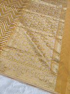 Mustard Yellow Shade Handwoven Kataan Ektara Muslin Jamdani